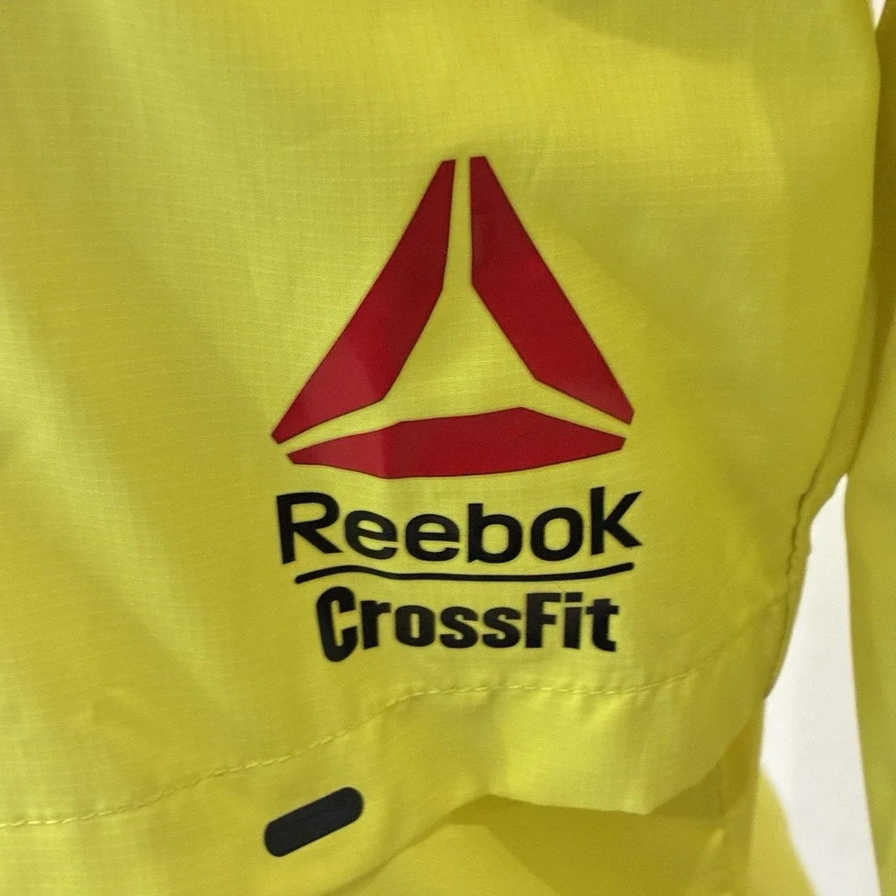 Reebok CrossFit Windbreaker Jacket Neon Yellow Women's XS Full Zip Athletic